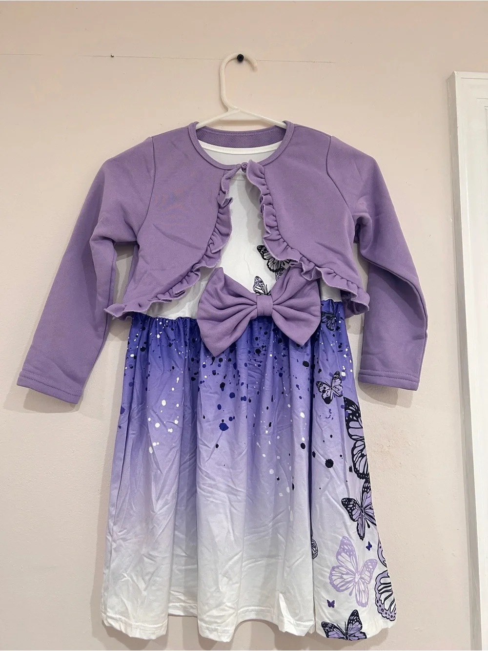 Girls' Lavender Butterfly Dress with Matching Bolero Jacket